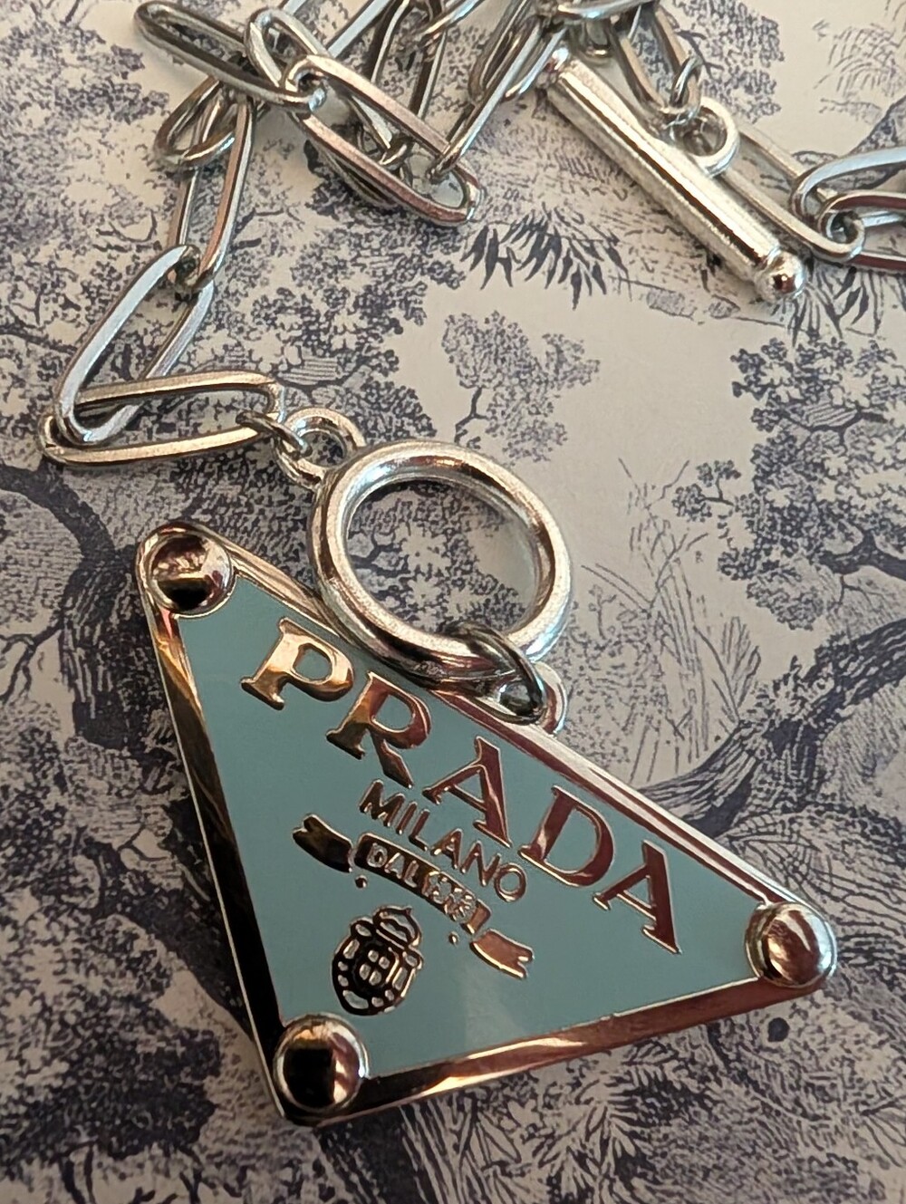 Repurposed Prada Milano Triangle Charm Necklace